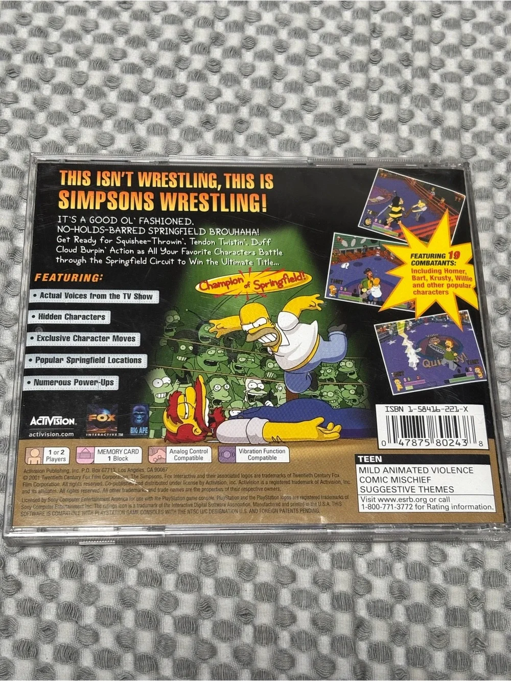 Sony PlayStation 2001 The Simpsons Wrestling Video Game Activision